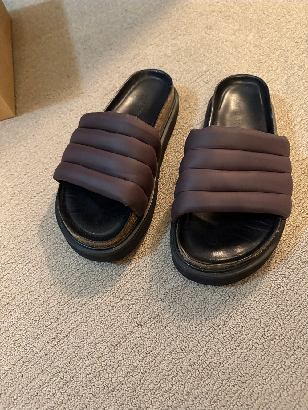 All Black Brand Quilted Dark Brown Slide